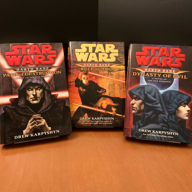 Star Wars: Complete Darth Bane Trilogy: Path of Destruction, Rule of Two, Dynasty of Evil. All First Edition First Printing