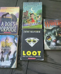 Bundle Lot of 5 chapter books.  Good for late elementary or pre teen ages.  Books are in varying conditions.  Might have some spine damage or writing on inside cover/1st page or a sticker.