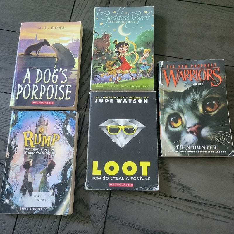 Bundle Lot of 5 chapter books.  Good for late elementary or pre teen ages.  Books are in varying conditions.  Might have some spine damage or writing on inside cover/1st page or a sticker.