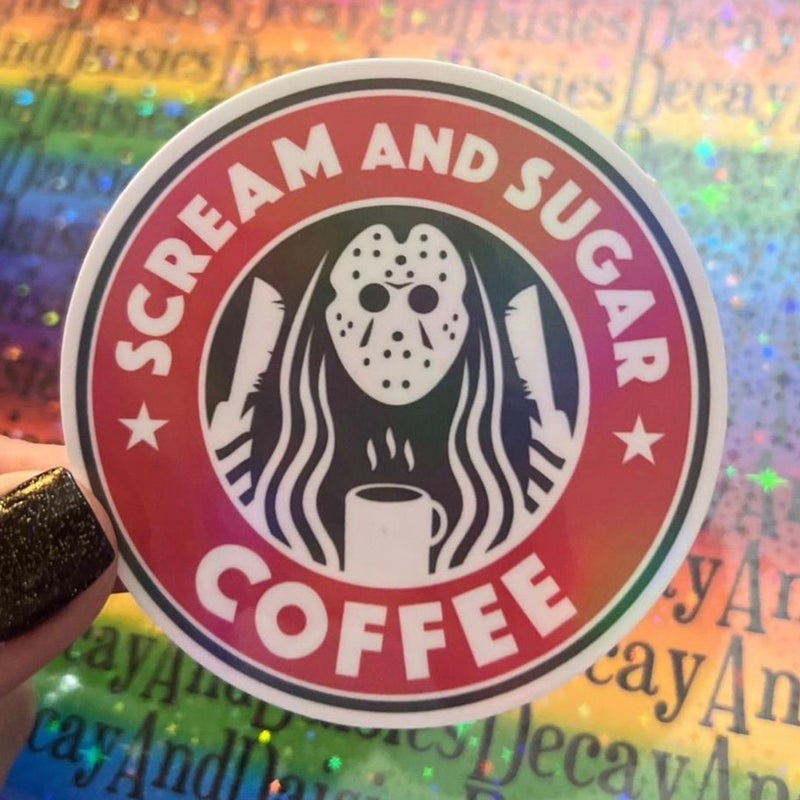 Inspired "Scream And Sugar Coffee" Mamas Boy Iridescent Horror Sticker