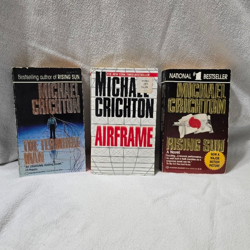 Michael Crichton 3 Book Bundle:The Terminal Man/Airframe/Rising Sun