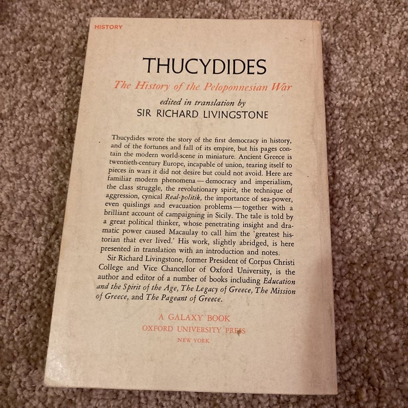Thucydides the history of the Peloponnesian war ￼
