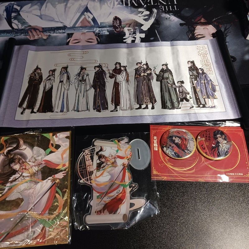 Heaven Official's Blessing Tian Guan Ci Fu wall scroll and goodies