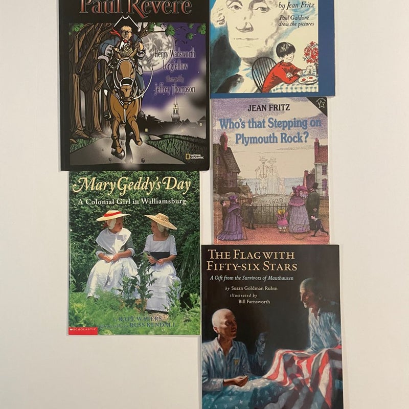 5 American History Picture Books - Good Condition Fiction and Nonfiction Paperback Bundle