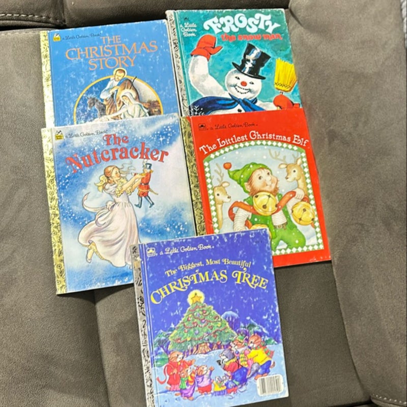 Bundle of vintage golden book Christmas books 