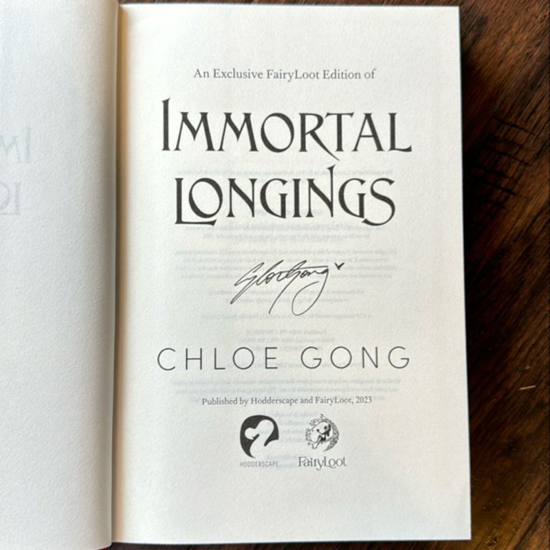 Immortal Longings - Fairyloot signed exclusive edition