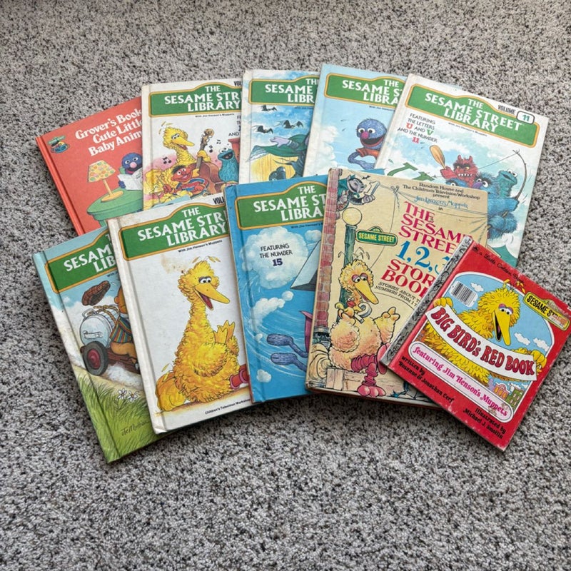 Lot of 10 Vintage Sesame Street Kids Books 70s/80s