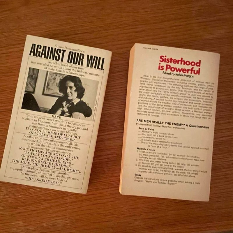 sisterhood is powerful robin morgan AND against our will susan brownmiller