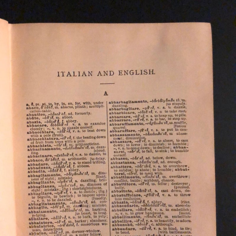 Vintage Italian / English Dictionary  1930