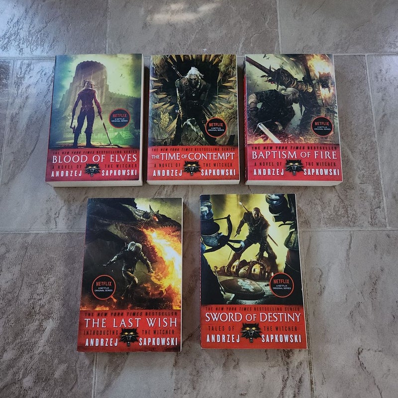 5 Witcher Paperbacks by Andrzej Sapkowksi