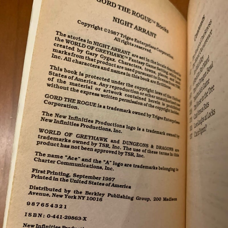 Vintage 1987 First Edition Gord the Rogue Greyhawk Set: Night Arrant, City of Hawks, Come Endless Dark, Dance of Demons