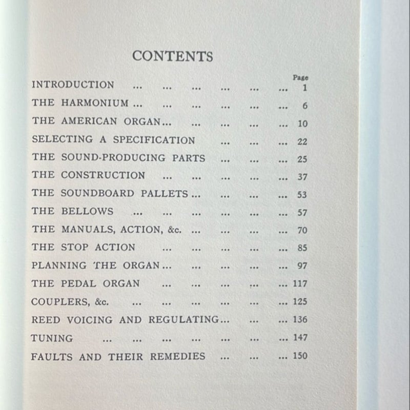 Reed Organ: Its Design and Construction by H. E. Milne 