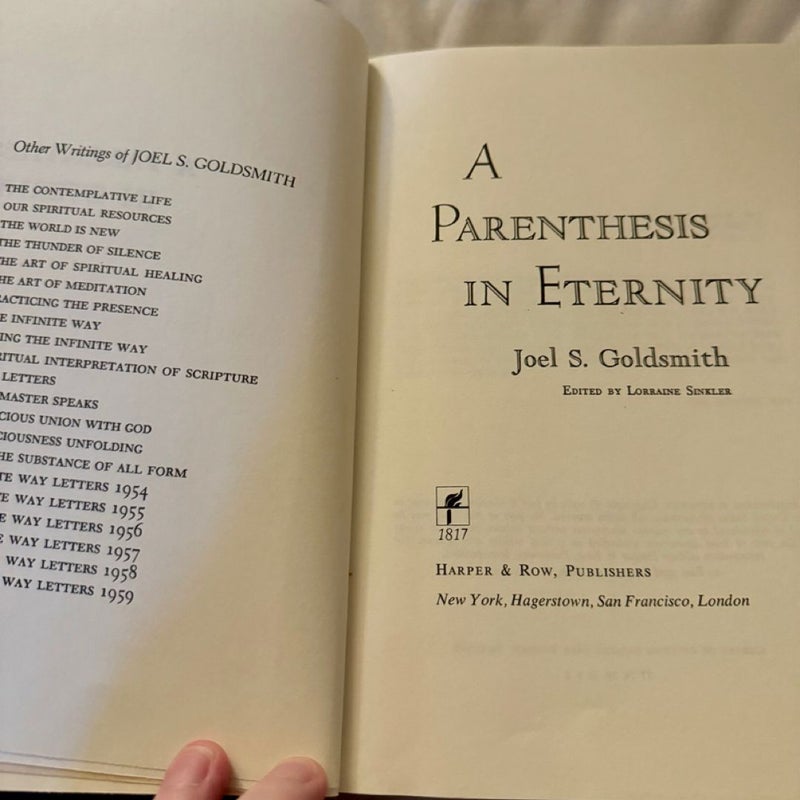 A Parenthesis in Eternity 1963 First Edition