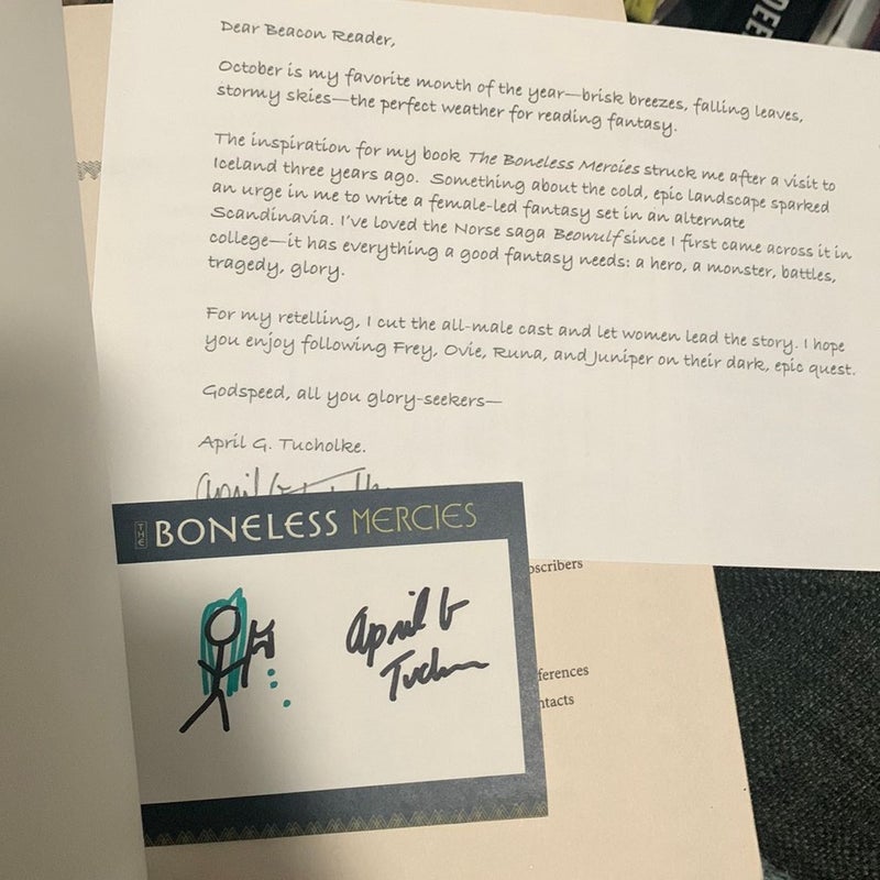 The Boneless Mercies ARC signed bookplate 