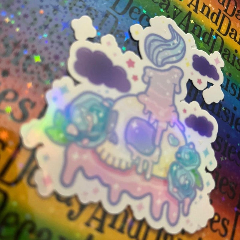 Pastel Goth Beauty in Darkness Holographic Sticker