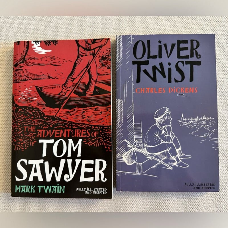 Book bundle 2 Classic Literature for kids: Includes 'The Adventures of Tom Sawyer' and 'Oliver Twist.' 