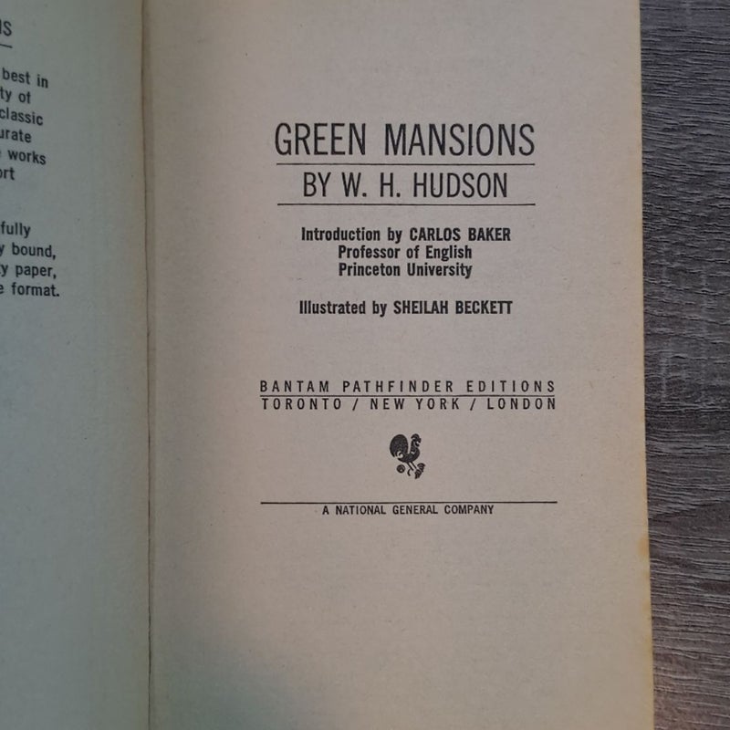 Green Mansions By W.H. Hudson 1970 Bantam Pathfinder Paperback 