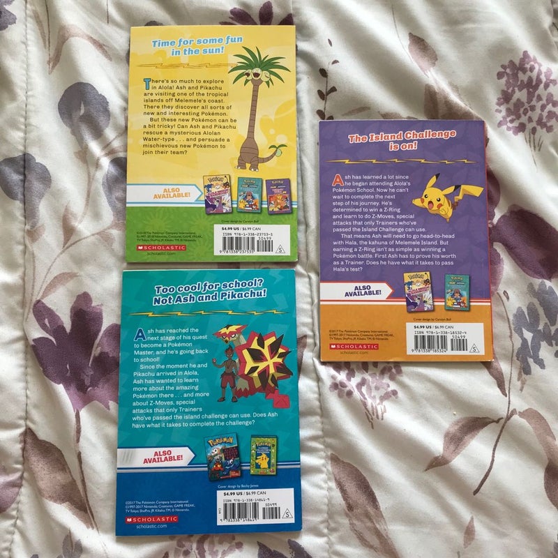 Pokémon Sun & Moon 3-Book Collection (Adventure on Treasure Island, Battle for the Z-Ring, & The Pokémon School Challenge)