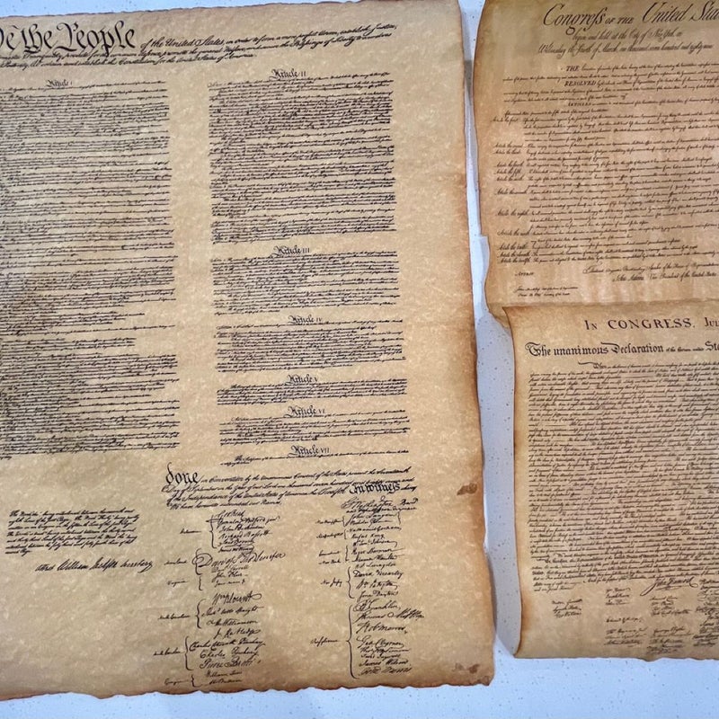 Replicas of US Constitution, Bill of Rights, & Declaration of Independence