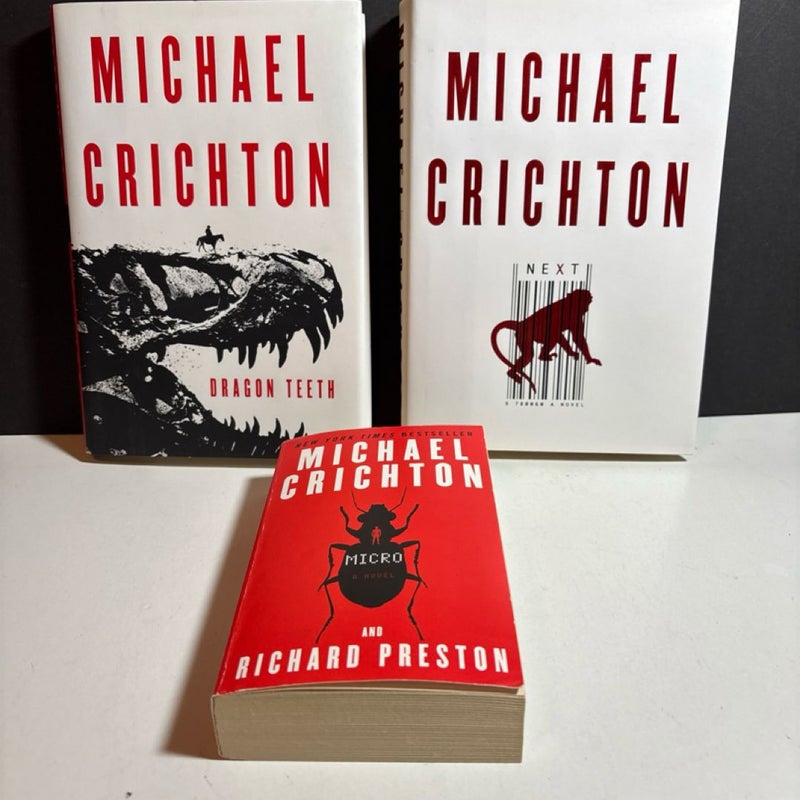 Michael Crichton Book Lot. 2 HC 1st Edition Excellent w/DJ, One Paperback Good