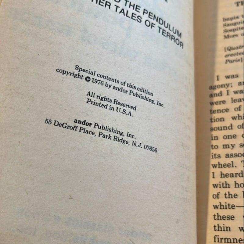 The Pit and the Pendulum and Other Tales of Terror *1976 Bellamore edition