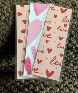 New 3 double sided laminated bookmark valentines 