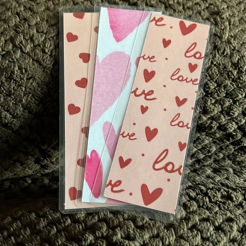 New 3 double sided laminated bookmark valentines 