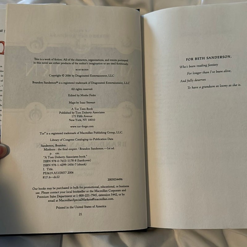 Mistborn (first edition hardback cover)