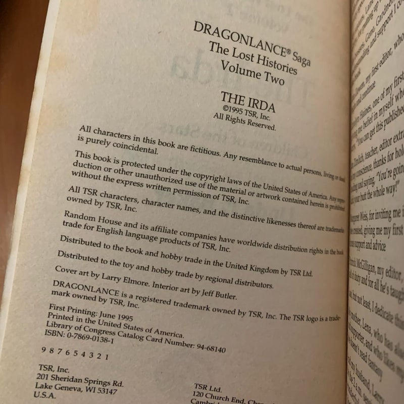 Vintage 1995 First Edition DragonLance: Complete Lost Histories Series 1-6 Set: The Kagonesti, The Irda, The Dargonesti, Land of the Minotaurs, The Gully Dwarves, The Dragons