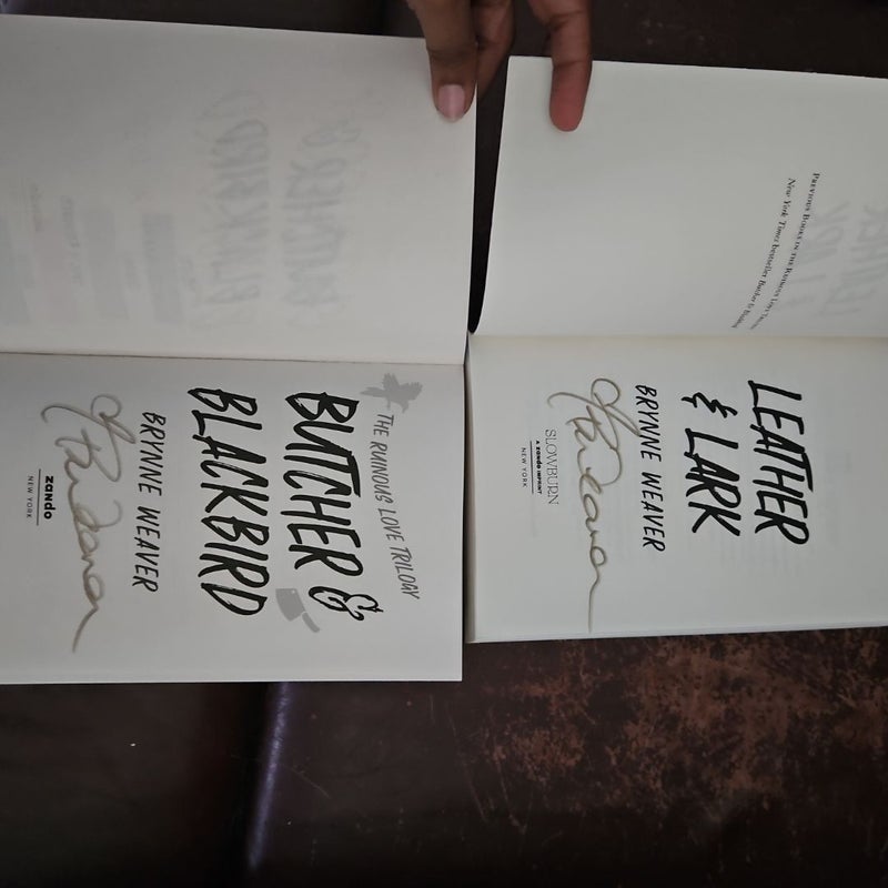 Hand Signed First Edition Butcher and Blackbird and Leather and Lark