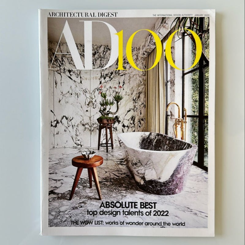 Architectural Digest AD Magazine. January 2022. Absolute Best Top Design Talents of 2022. The Wow List: Works of Wonder Around the World.