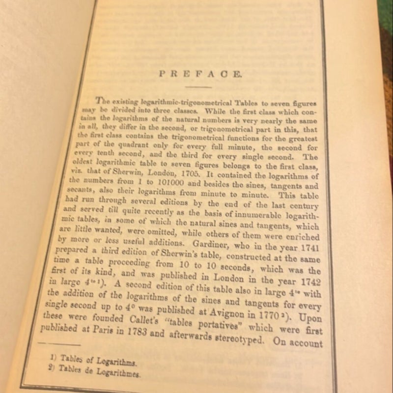 Logarithmic Tables of Numbers and Trigonometrical Functions (Stereotyped 85th edition)