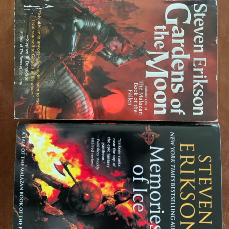 Malazan Gardens Of The Moon + Memories Of Ice, Epic Fantasy series, Paperback