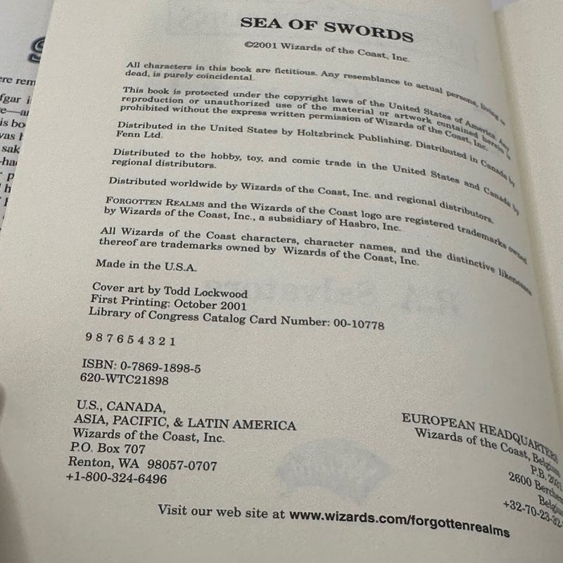 Sea of Swords (1st edition 1st printing Oct. 2001)