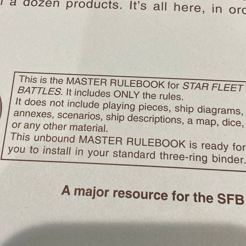 Star Fleet Battles Silver Anniversary Master Rulebook