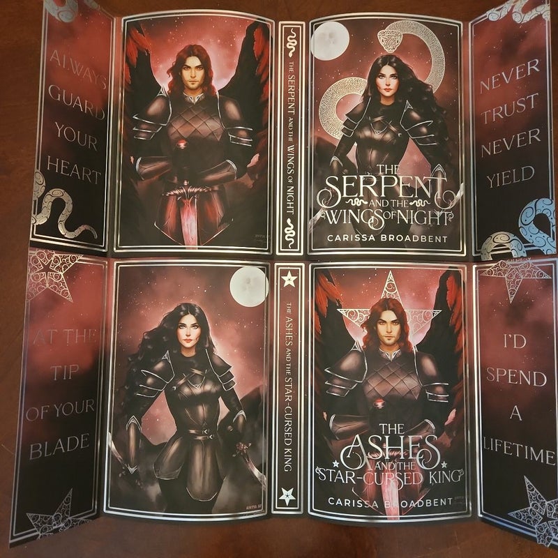 The Serpent and the Wings of Night & The Ashes and the Star-Cursed King - *SIGNED ARCANE SOCIETY SPECIAL EDITIONS WITH STENCILED EDGES AND REVERSIBLE COVER SLEEVES PLUS ART AND COLLECTIBLE PIN*