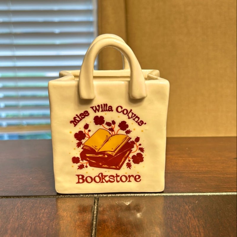 Miss Willa Colyns’ Bookstore Tote Shaped Vase 