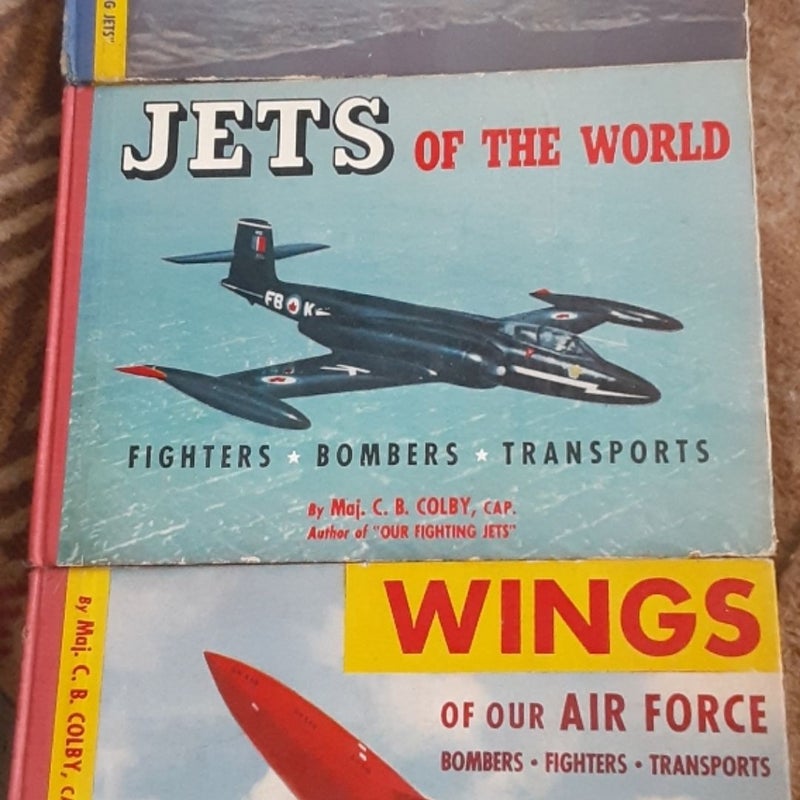 Lot of three vintage books of fighter jets of the 1950's