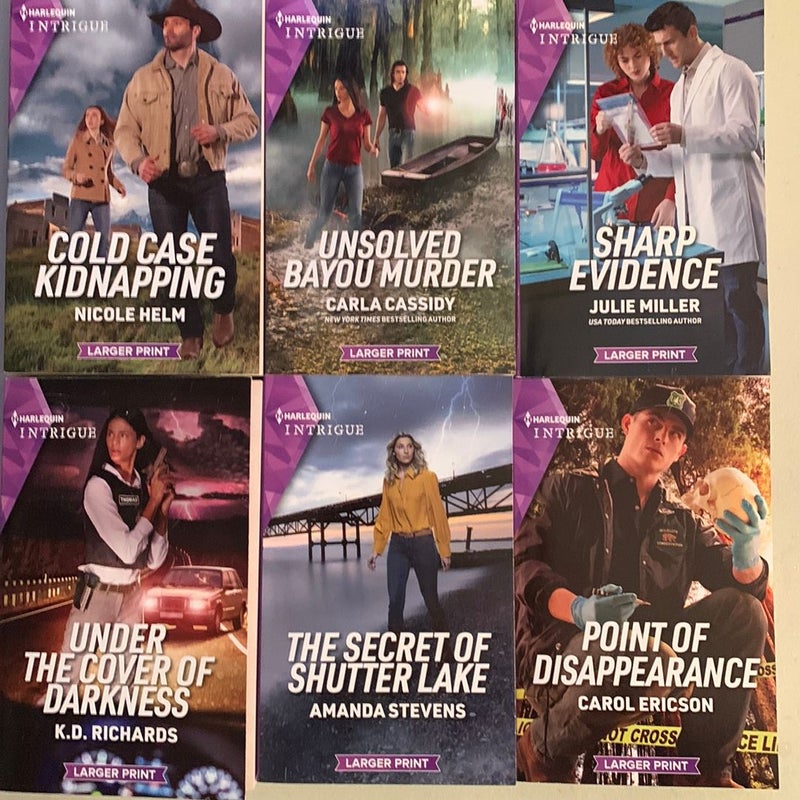 Harlequin Intrigue, large print, 6 books. January 24!