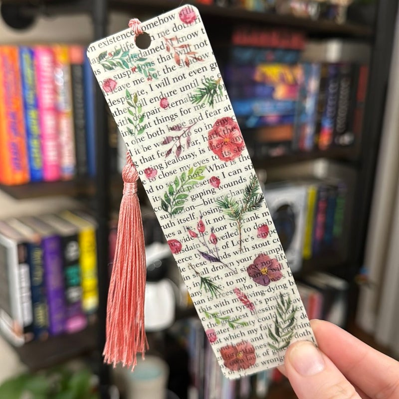 Bookish Florals Bookmark - Peach