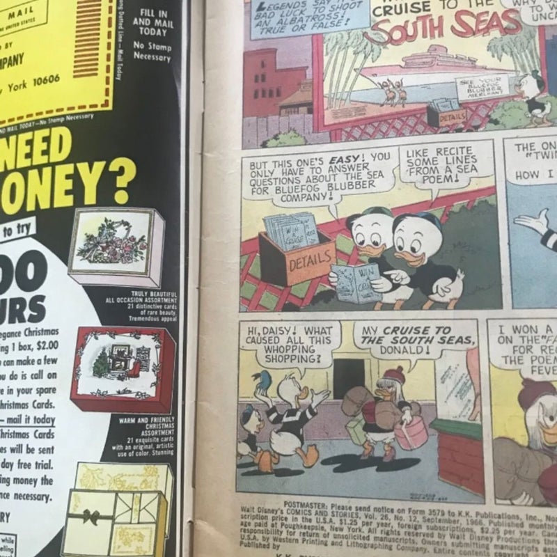 Walt Disney’s Comics & Stories 1966 V. 26 #12 Original Vintage Donald & Daisy 