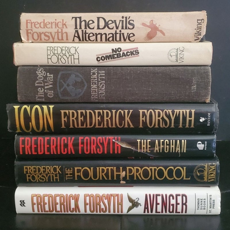 Lot of 7 Frederick Forsyth Hardback Spy Thrillers Novels