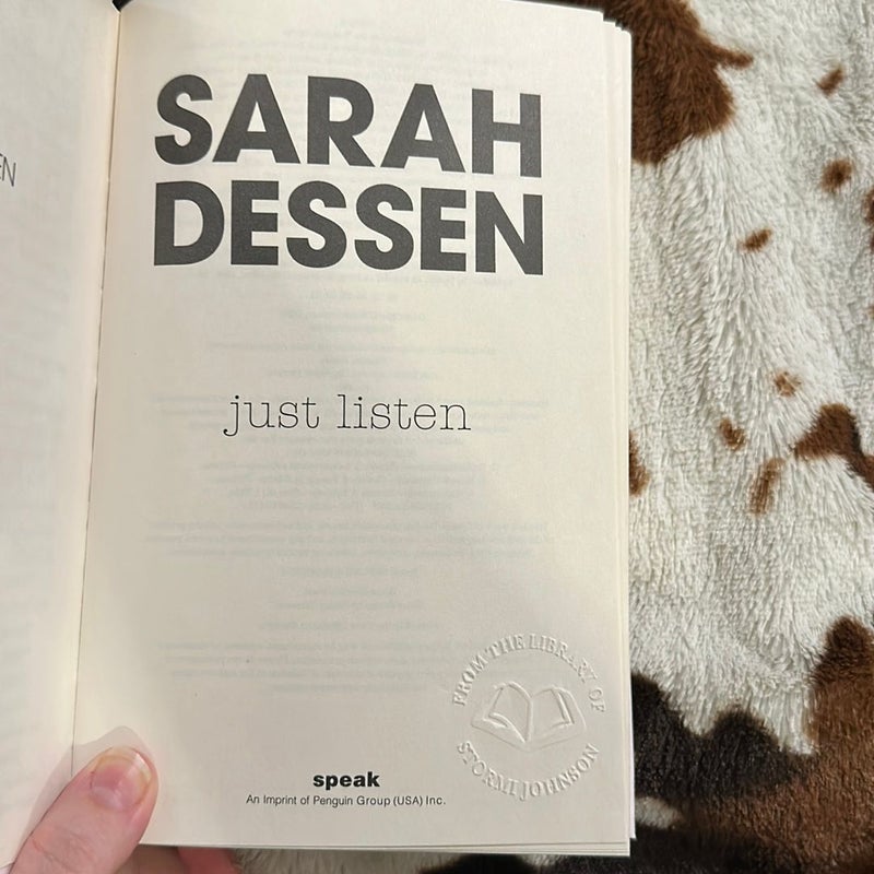 Just Listen by Sarah Dessen HARDCOVER