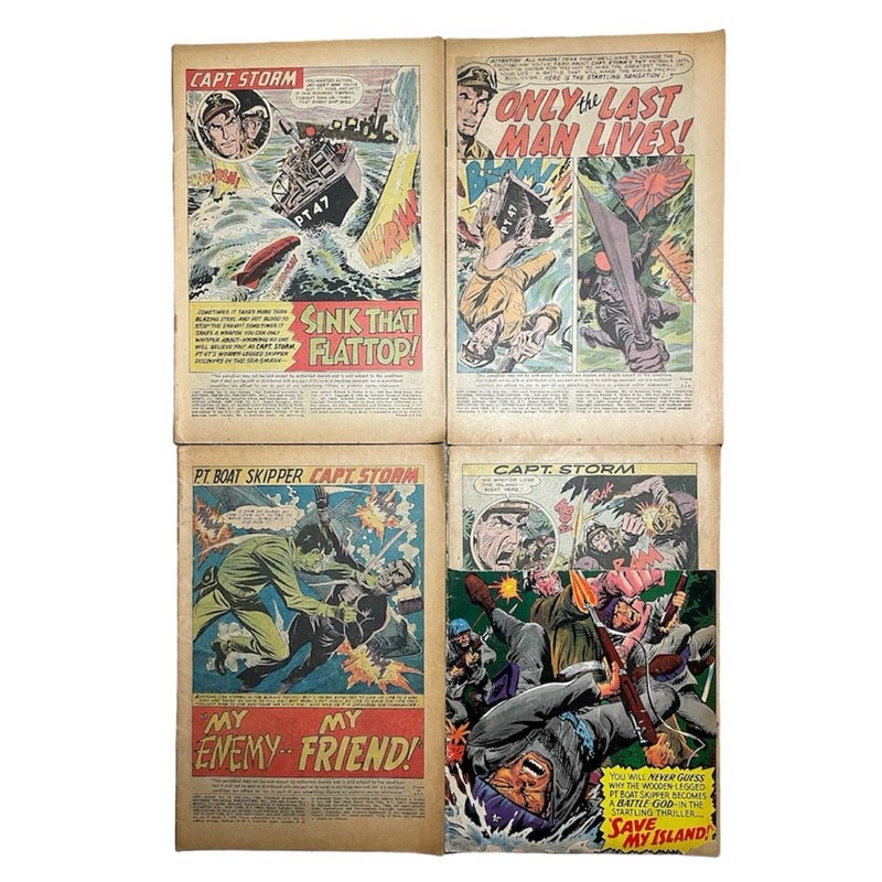 Vintage CAPT. STORM 1960s Issues 9, 10, 15, 18 Lot of 4 Remaindered/Coverless