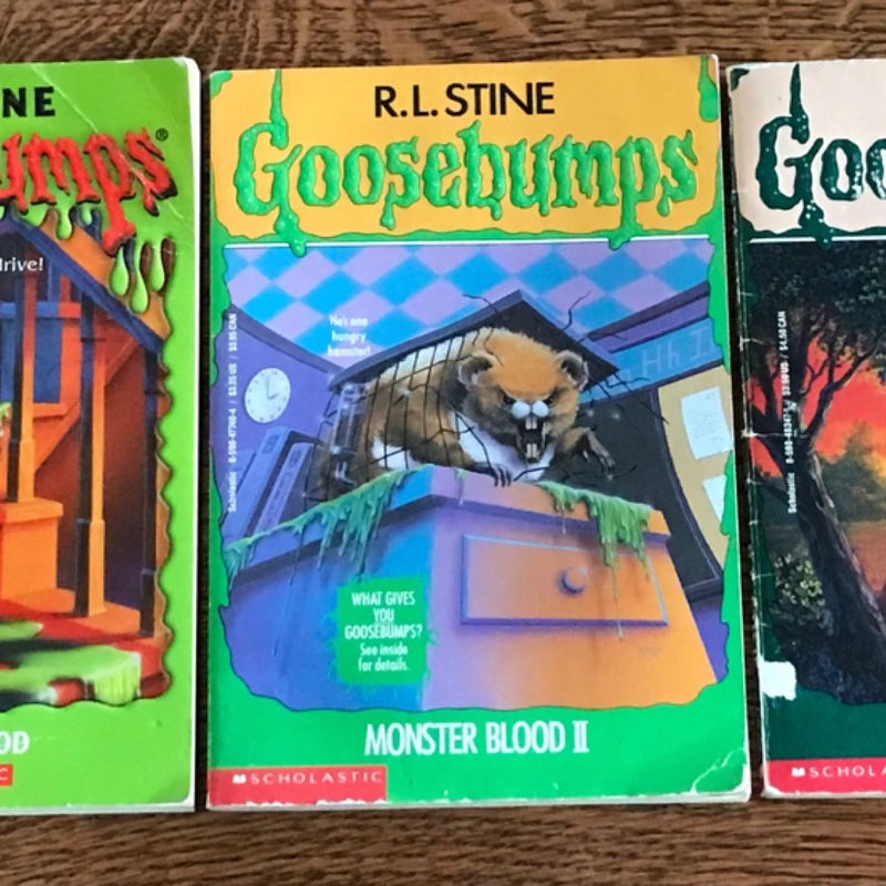 GOOSEBUMPS: Monster Blood, Vol. #1 - 3, Unnumbered Copy 1st Print R.L. Stine VTG Teen Horror