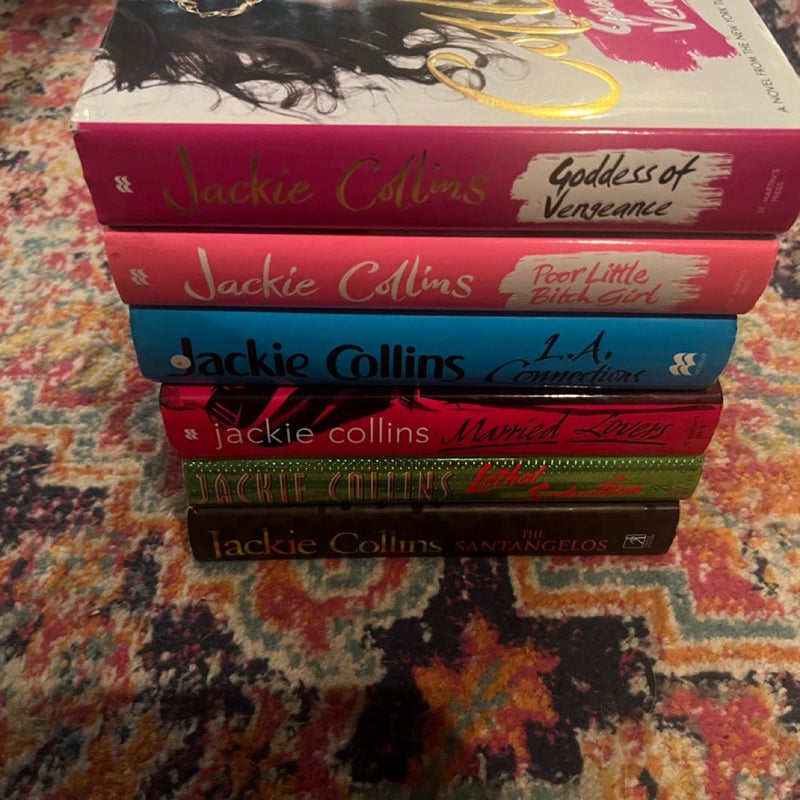 JACKIE COLLINS 6 HARDCOVER BOOK LOT VG