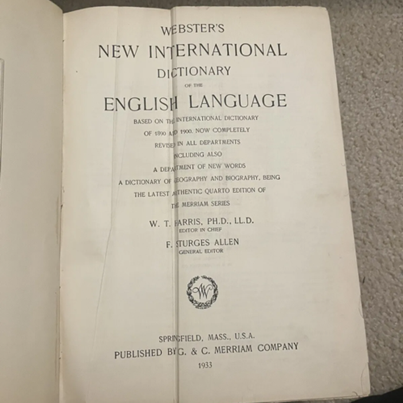WEBSTER'S NEW INTERNATIONAL DICTIONARY OF THE ENGLISH