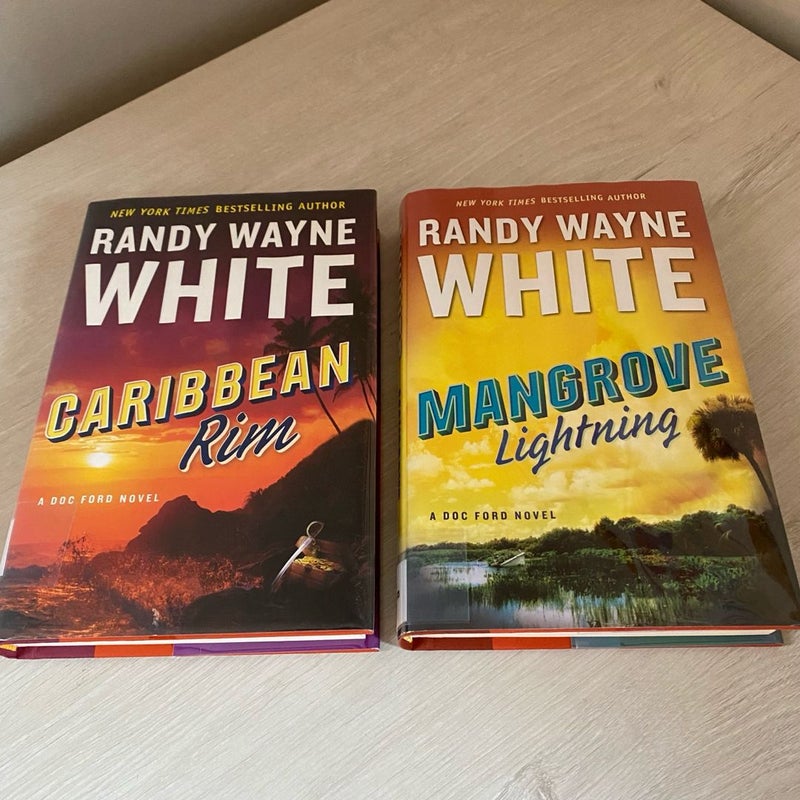 Lot Of Two Randy Wayne White Doc Ford Novels Hardback - Caribbean & Mangrove