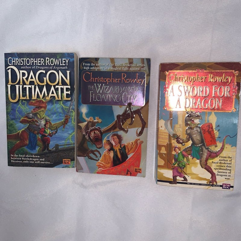 Christopher Rowley Dragon Ultimate Book lot of 3 science fiction, vintage books Wizard and the Floating City