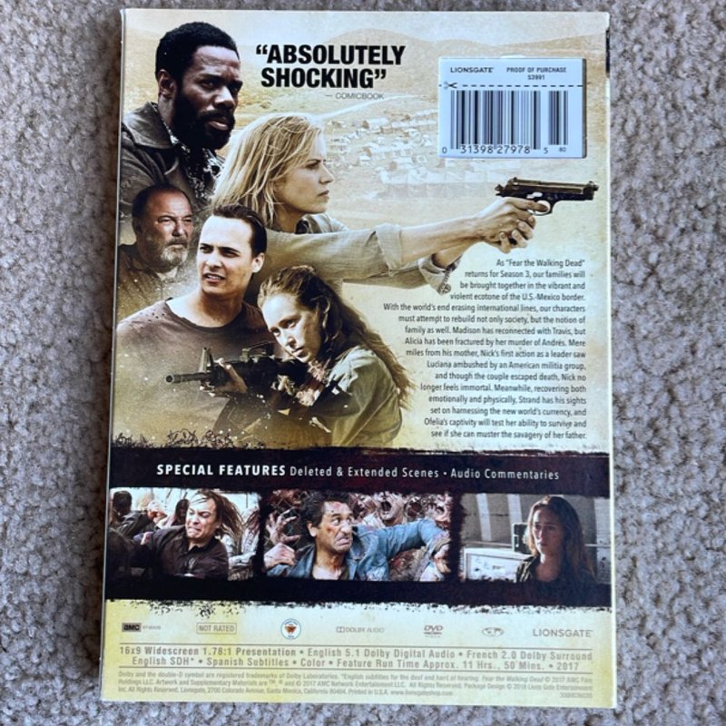 Fear the Walking Dead season 3 dvd 